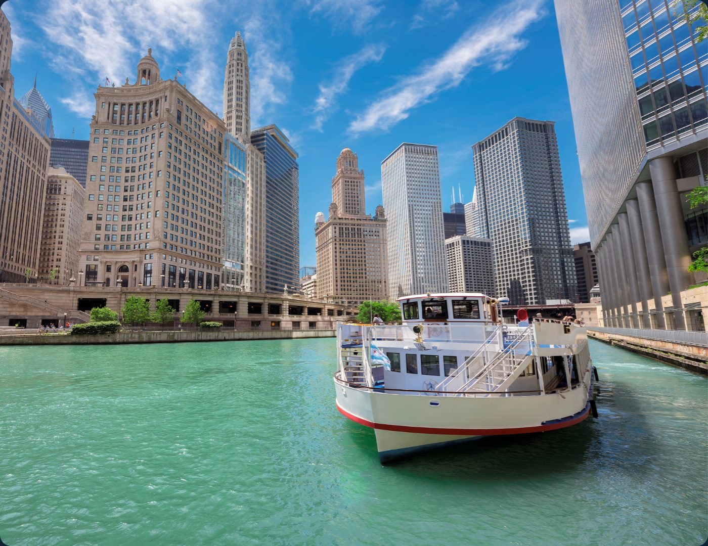 Passeio de barco no Rio Chicago e Lago Michigan